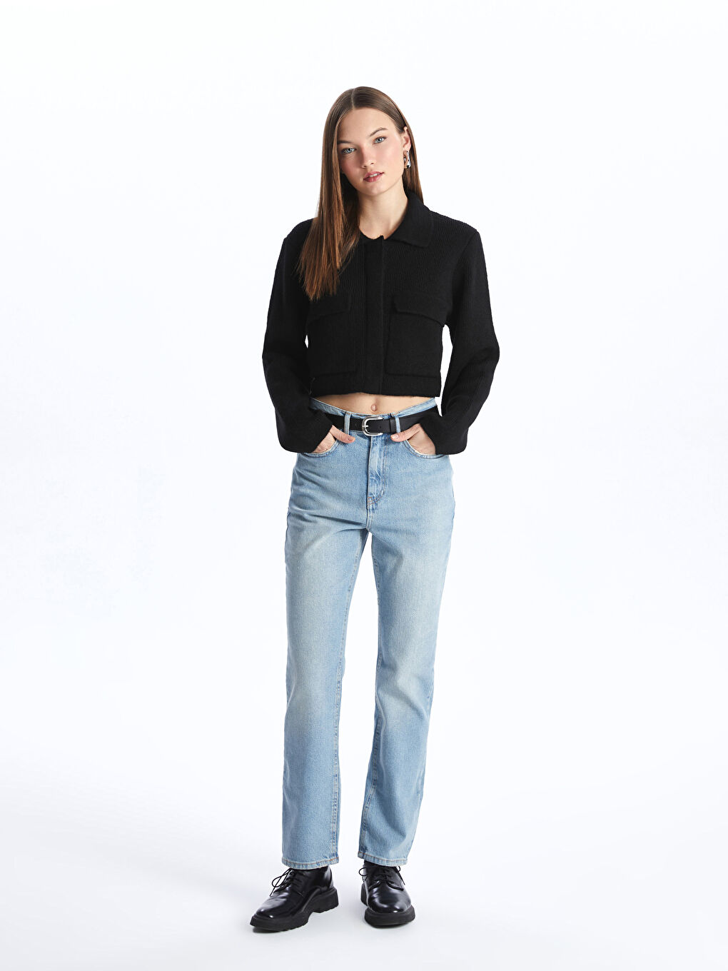 Straight Fit Women's Denim Trousers -S4BG93Z8-507