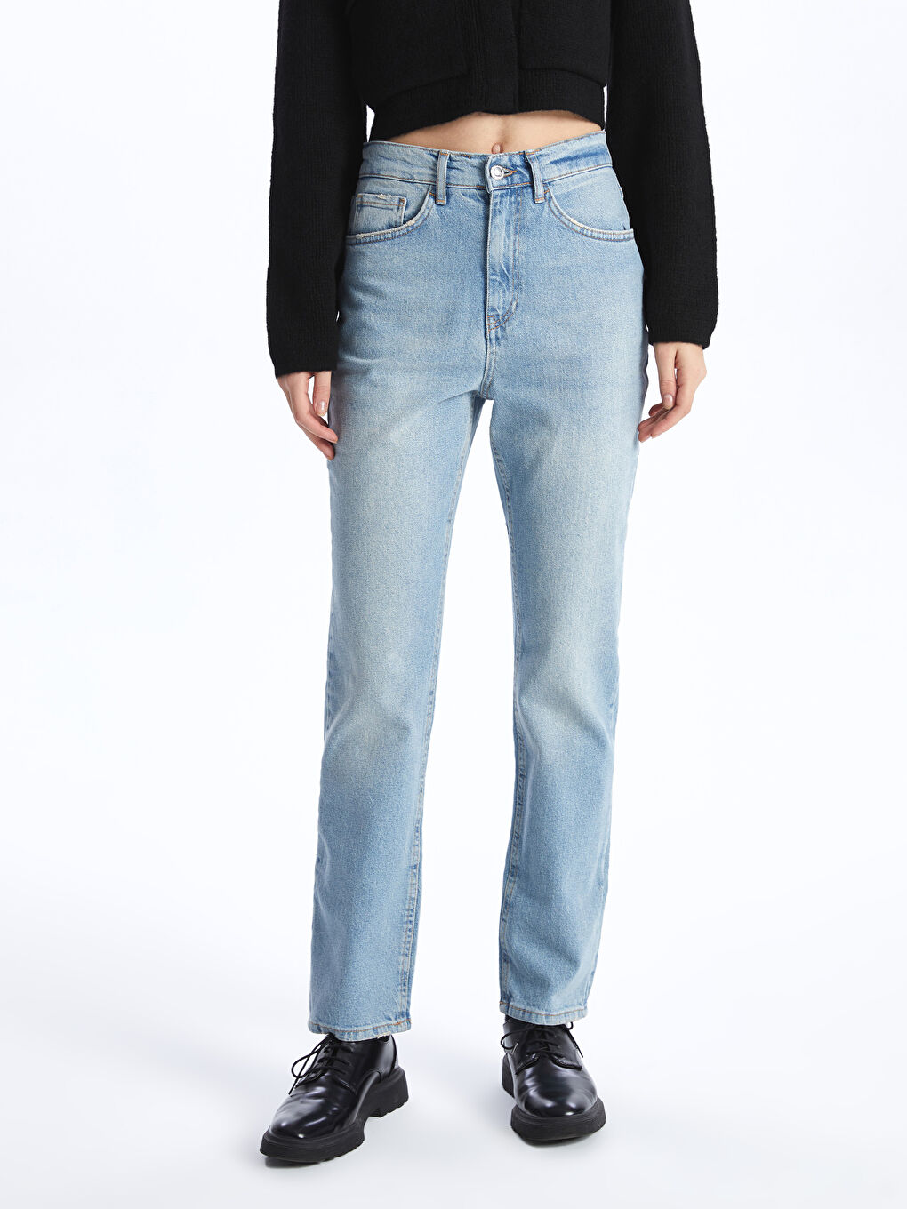 Straight Fit Women's Denim Trousers -S4BG93Z8-507