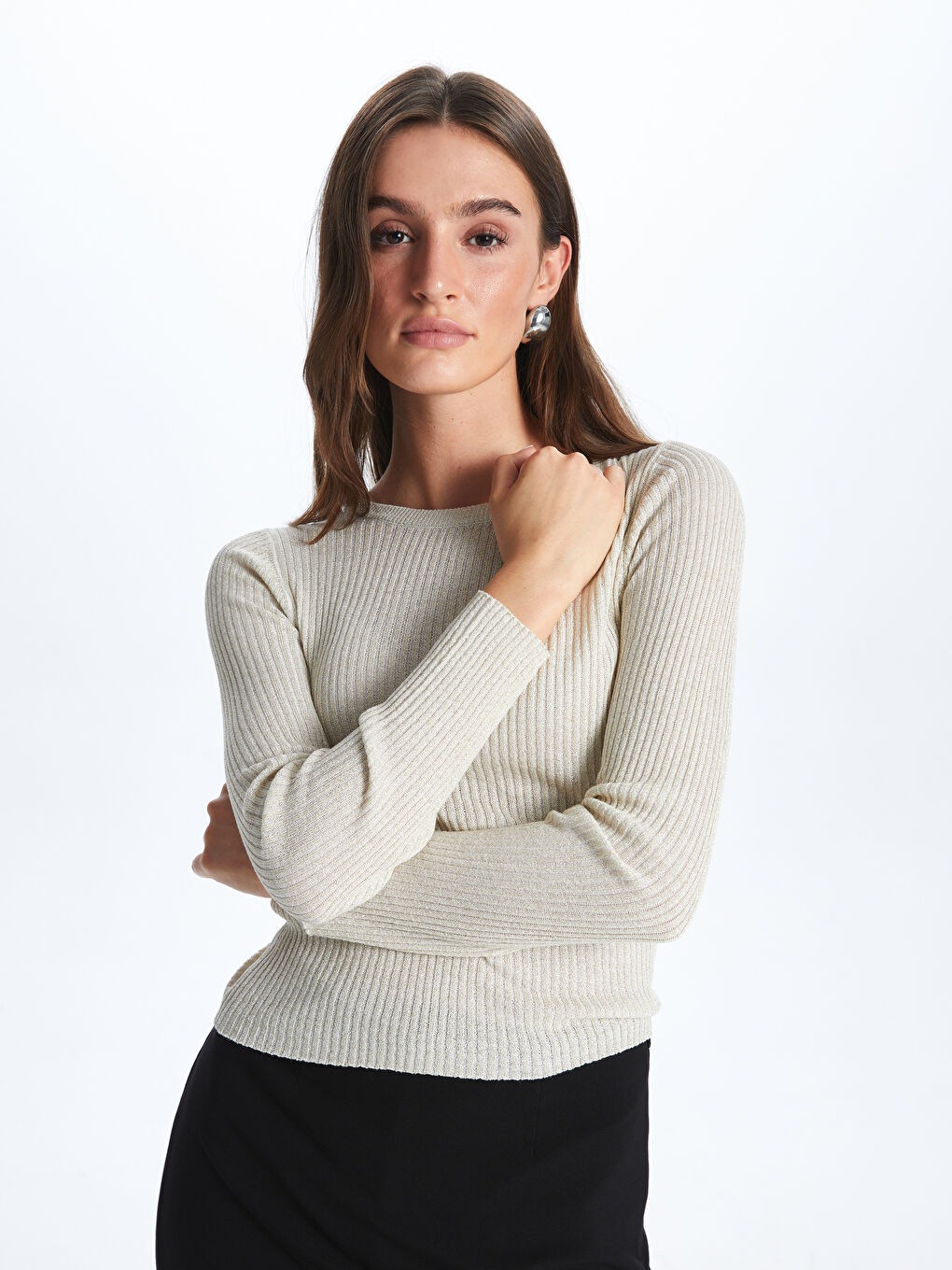 LC Waikiki Crew Neck Plain Long Sleeve Women's Knitwear Sweater -S4BG99Z8-R9J