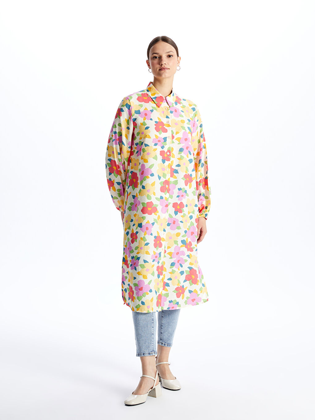 Patterned Long Sleeve Women's Shirt Tunic