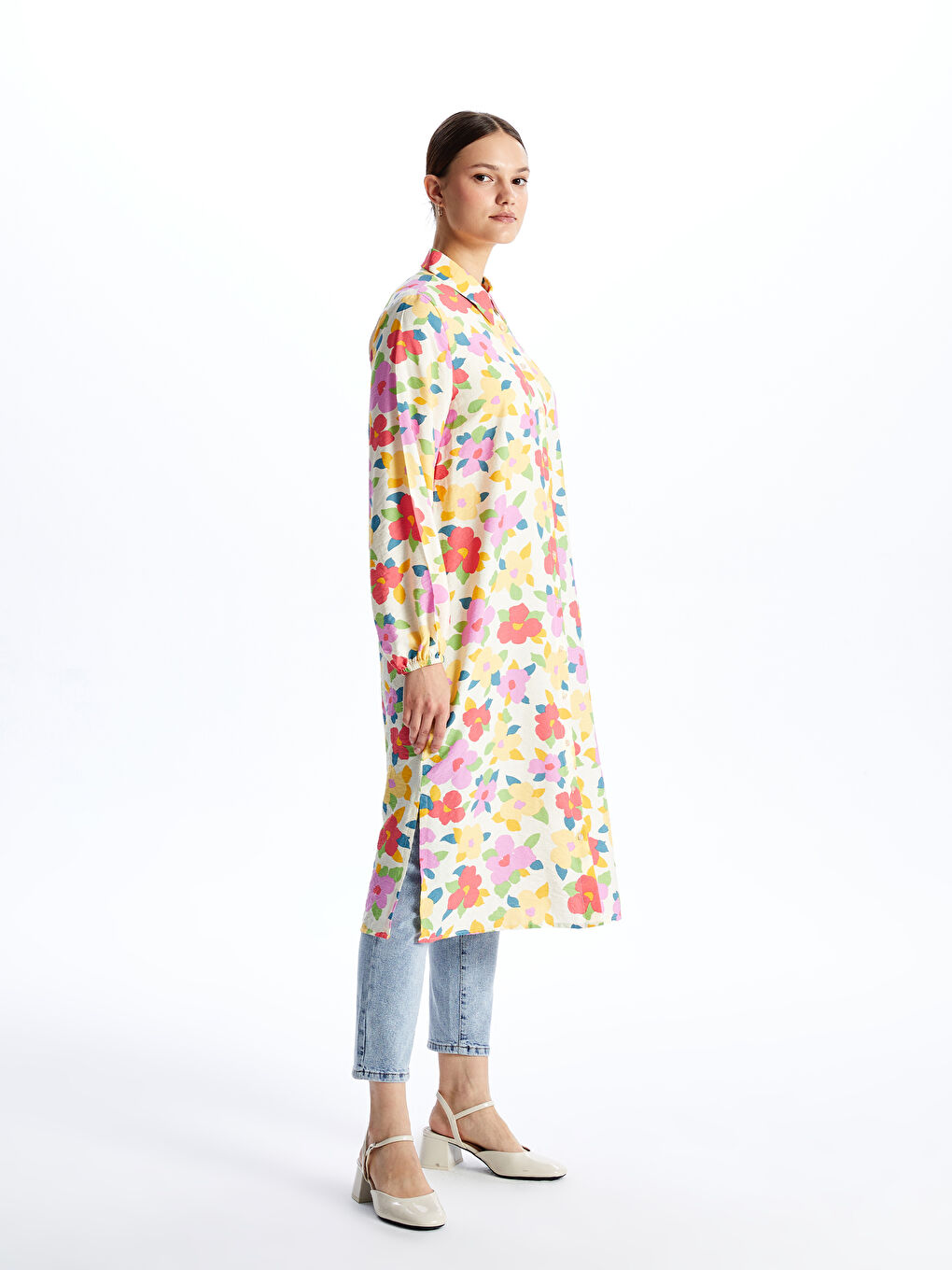 Patterned Long Sleeve Women's Shirt Tunic-1