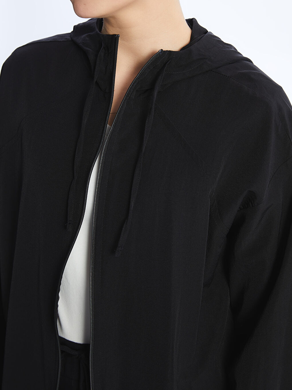 Hooded Plain Oversize Women's Coat-3