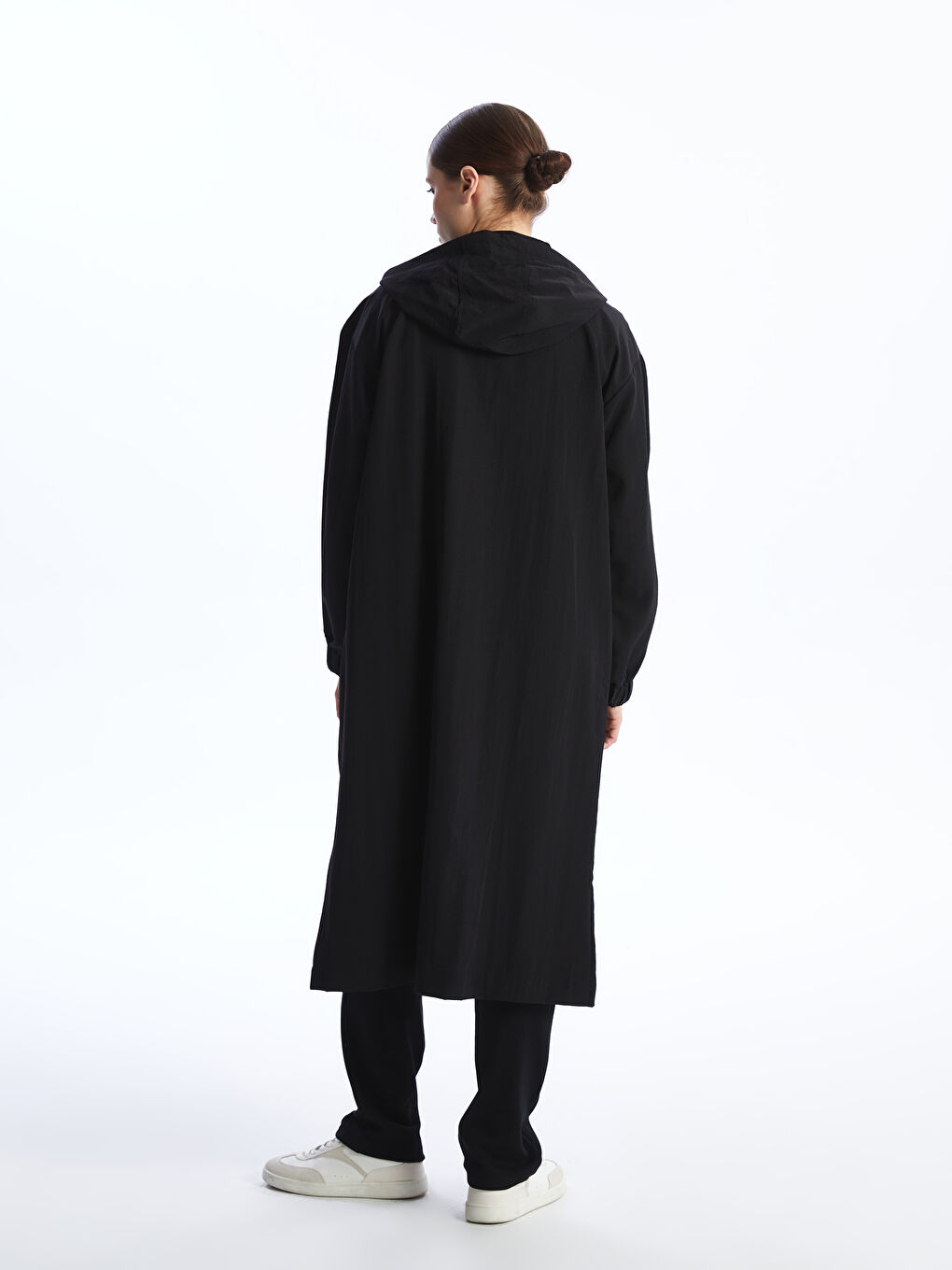 Hooded Plain Oversize Women's Coat-4