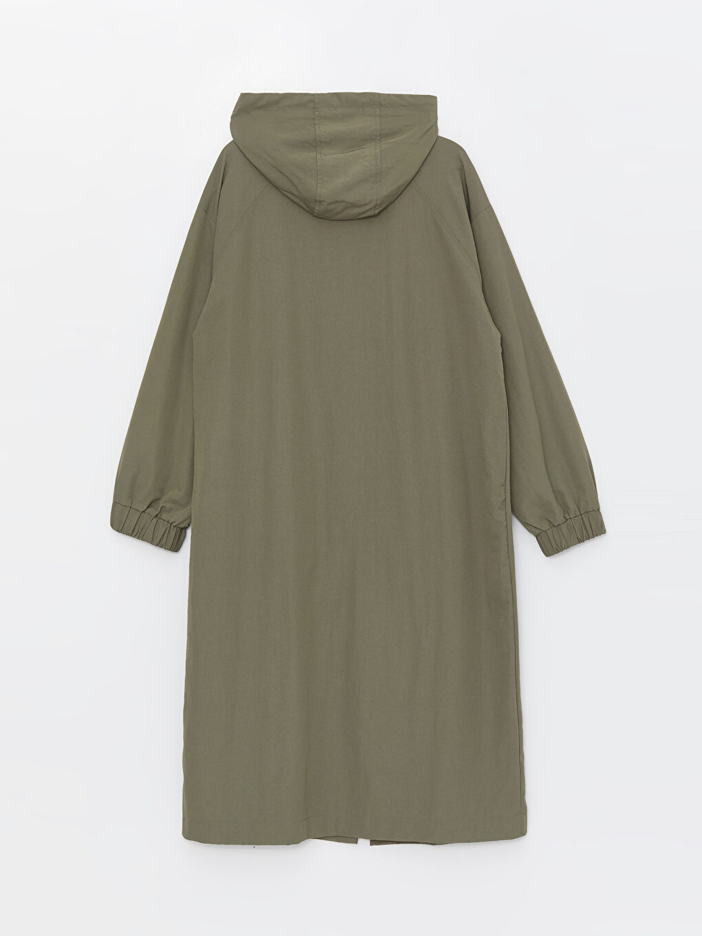 Haki Kapüşonlu Düz Oversize Kadın Mont-5