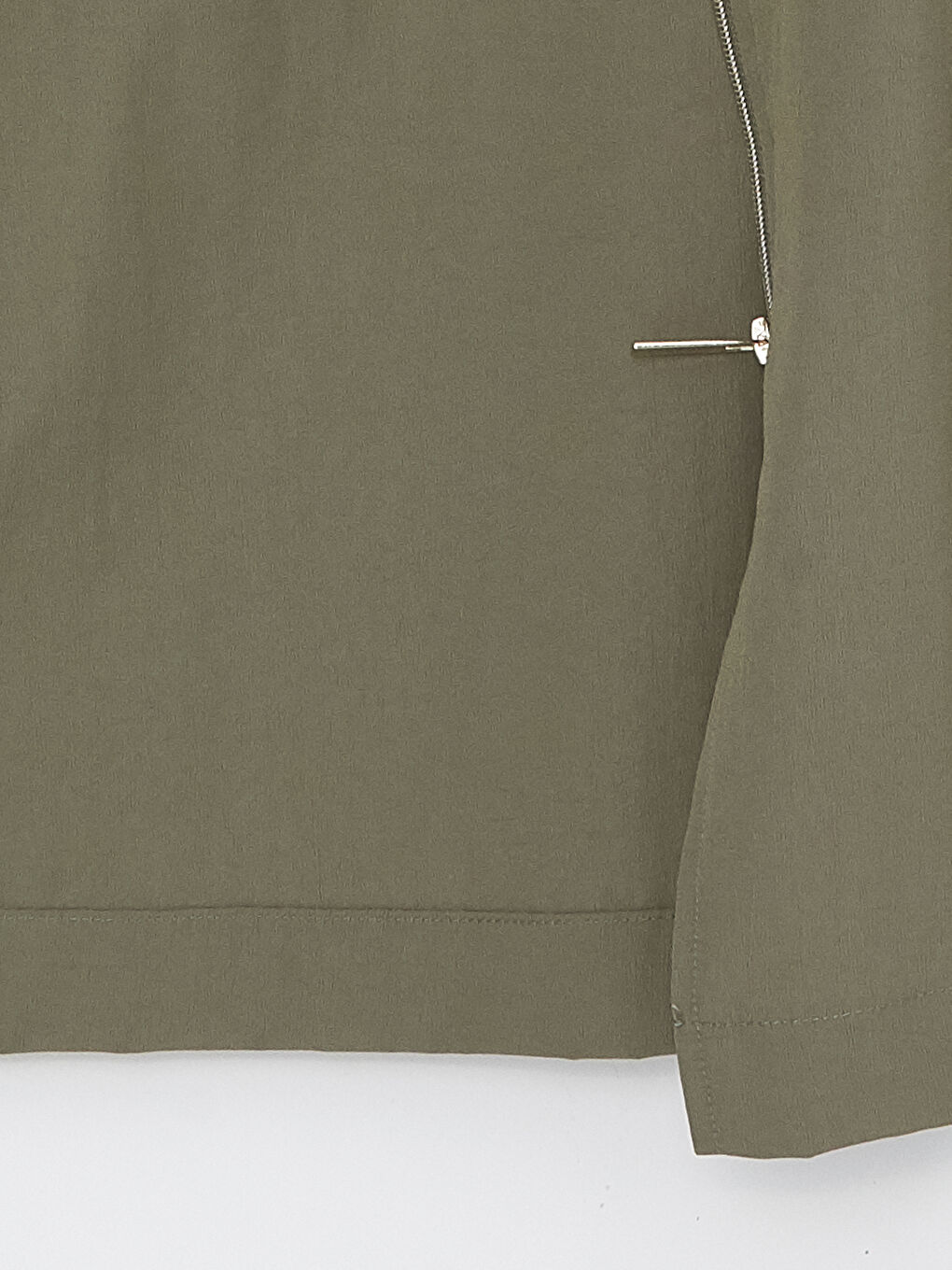 Haki Kapüşonlu Düz Oversize Kadın Mont-6