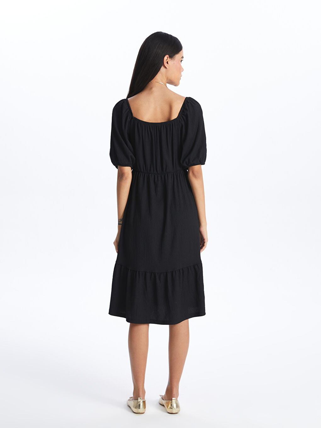 Square Collar Straight Short Sleeve Women's Dress -S4BH97Z8-CVL