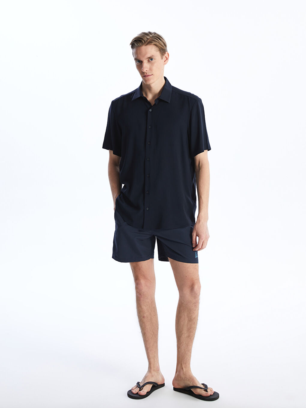 LCW SWIMWEAR Indigo Kısa Boy Baskılı Erkek Deniz Şortu