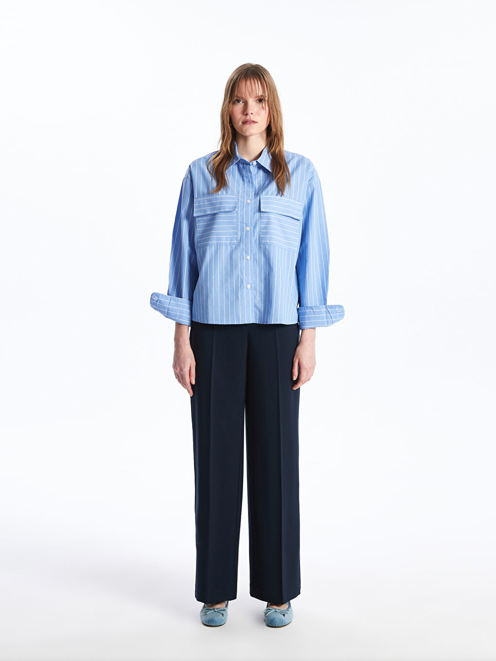 Standard Fit Plain Wide Leg Women's Trousers -S4BI50Z8-HMQ