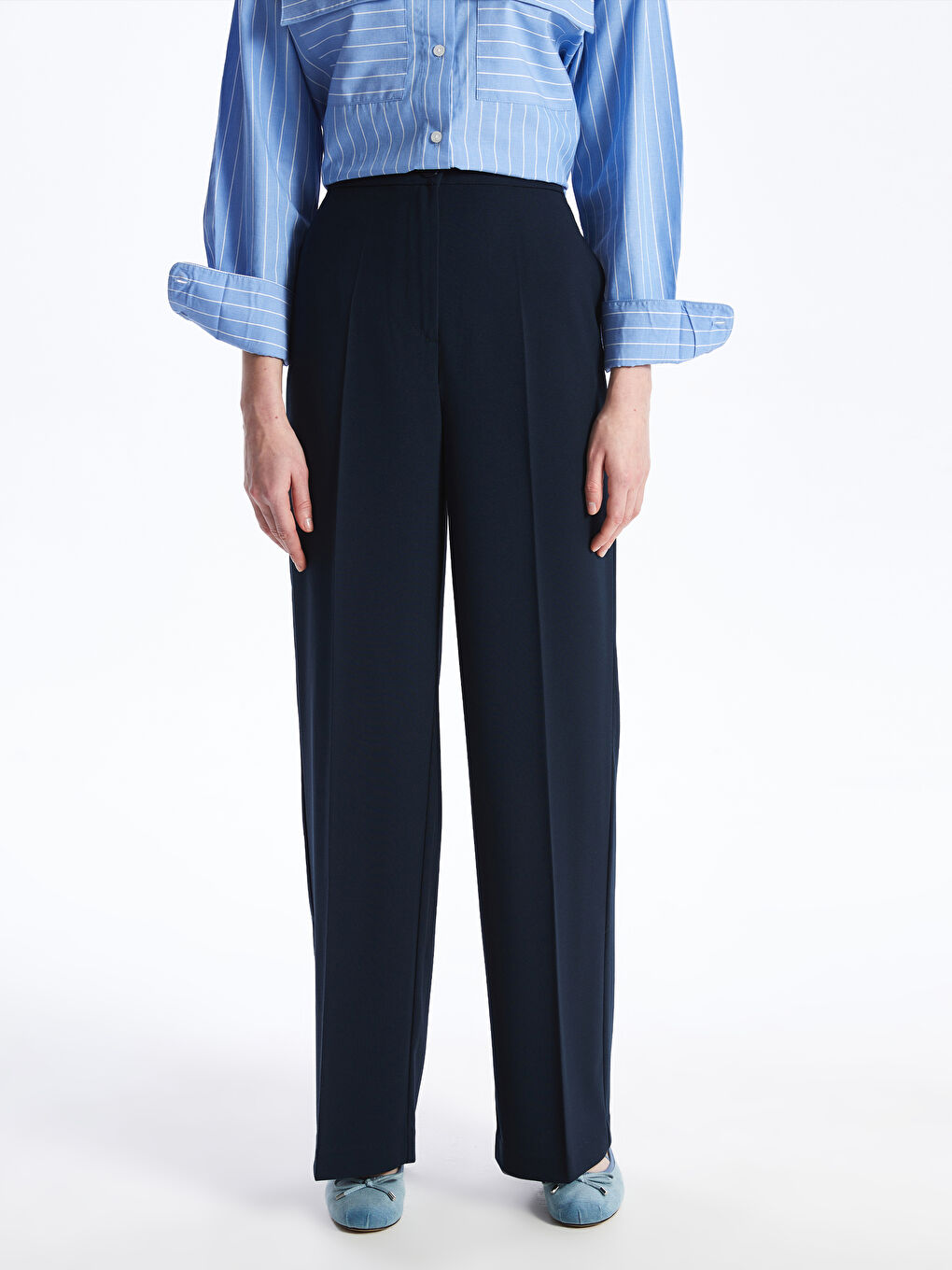 Standard Fit Plain Wide Leg Women's Trousers -S4BI50Z8-HMQ
