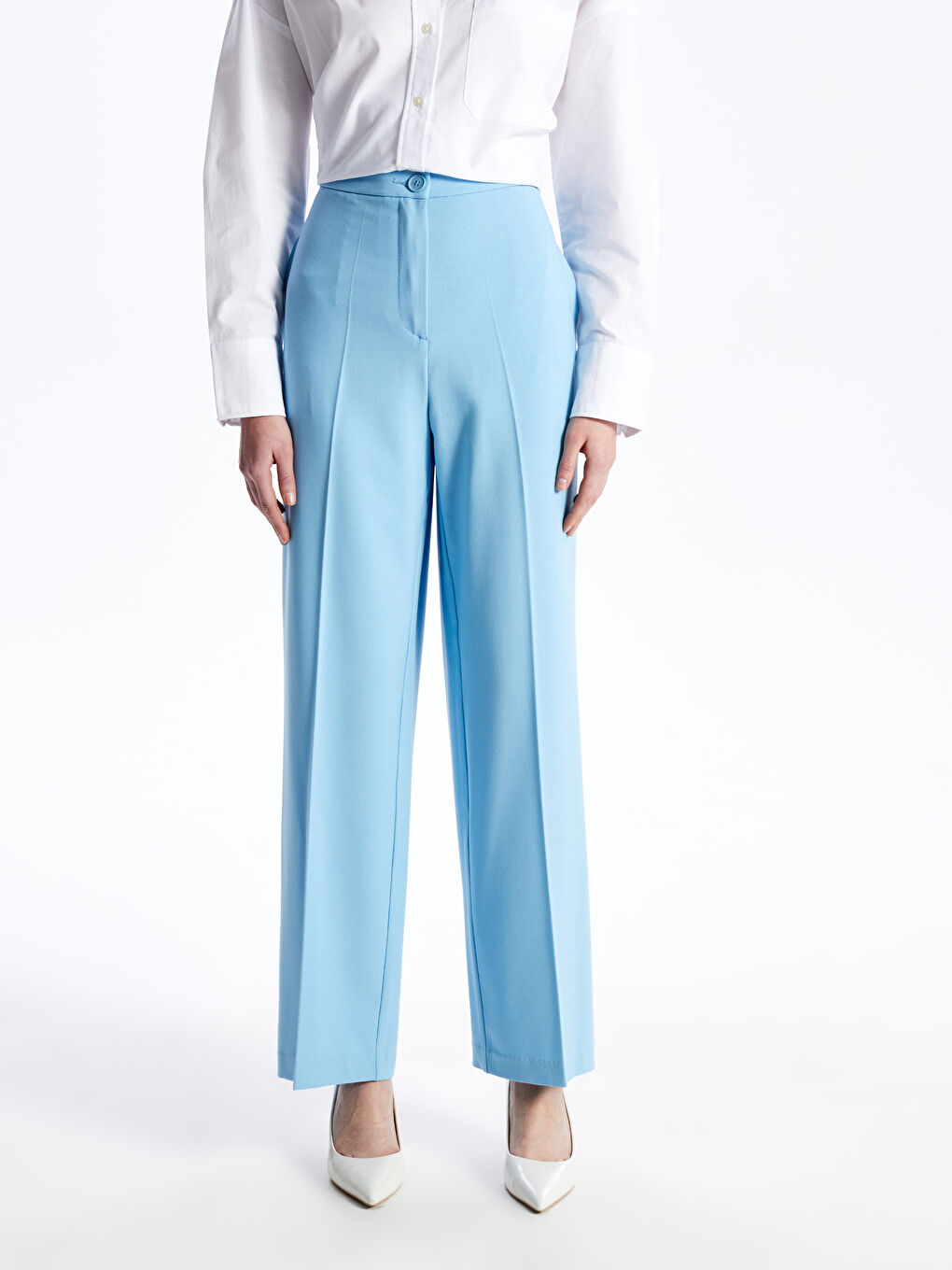 LCW Vision Standard Fit Plain Wide Leg Women's Trousers -S4BI50Z8-JUL