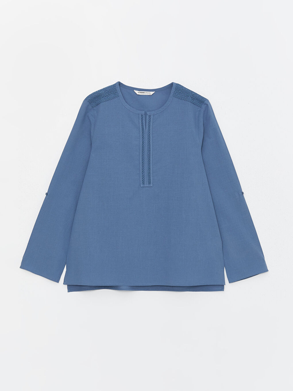 Notch Neck Embroidered Long Sleeve Women's Blouse -S4BI86Z8-KZZ
