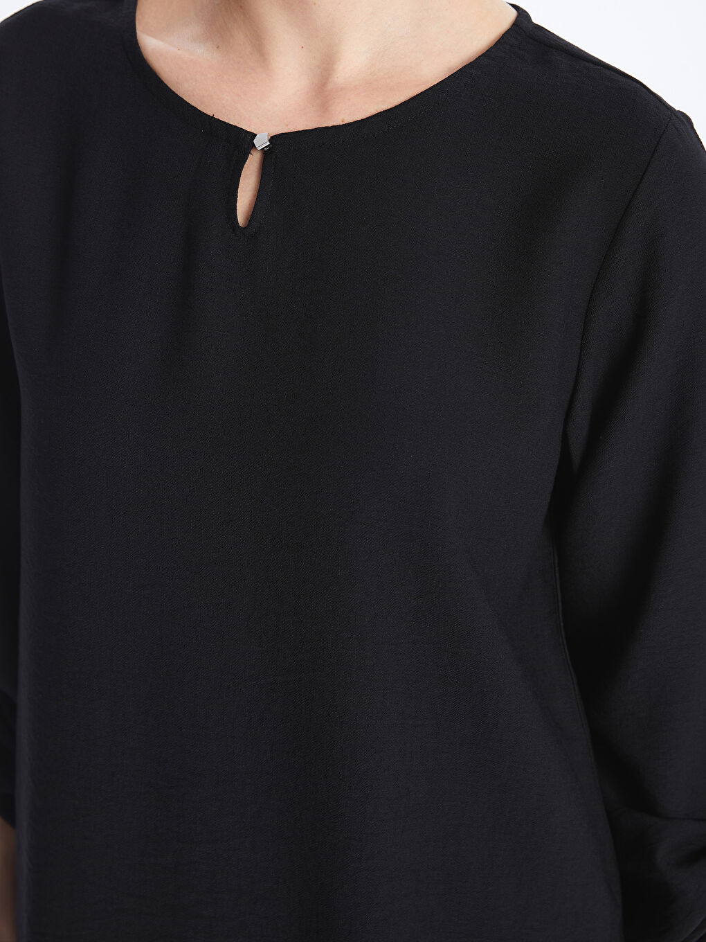 Crew Neck Plain Long Sleeve Women's Blouse -S4BI87Z8-CVL