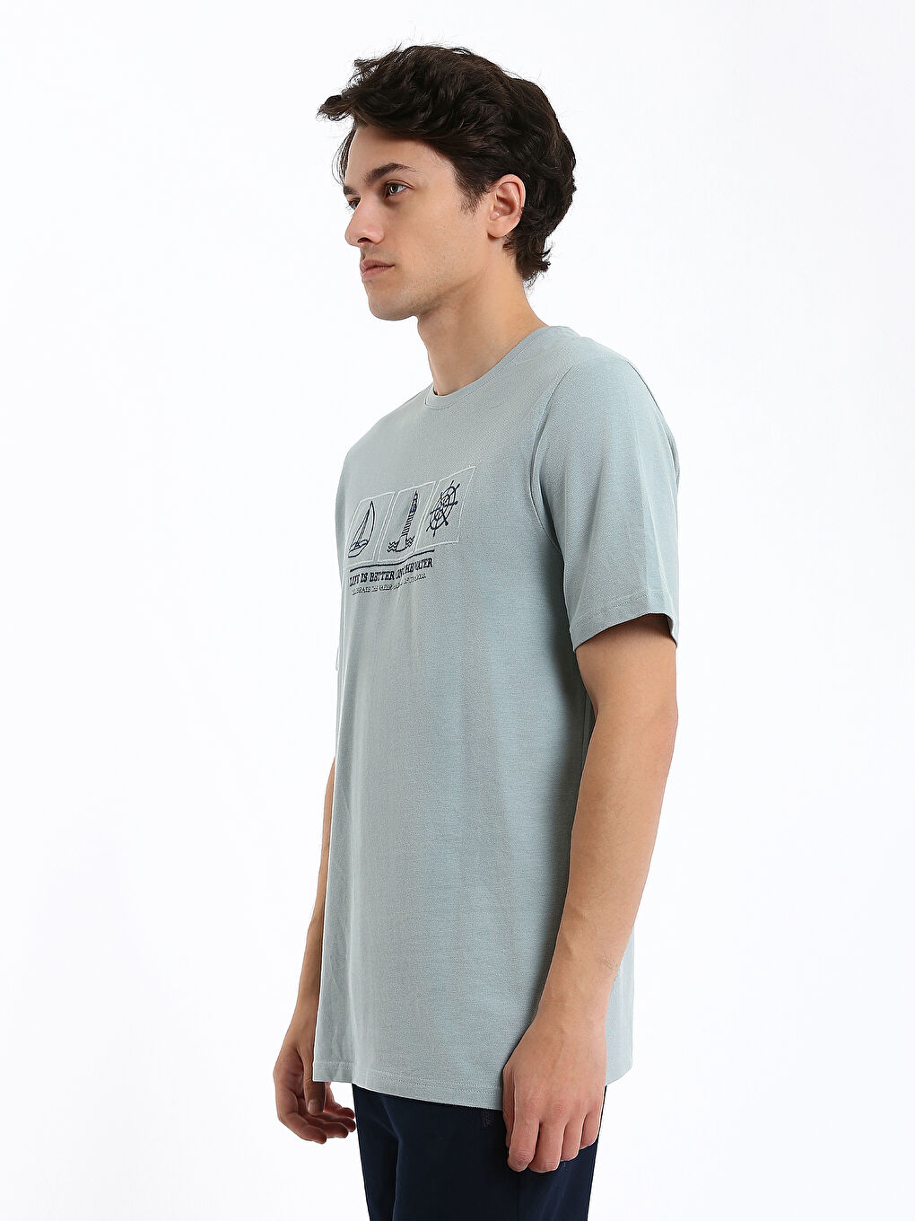 Crew Neck Short Sleeve Embroidered Jersey Men's T-Shirt-6
