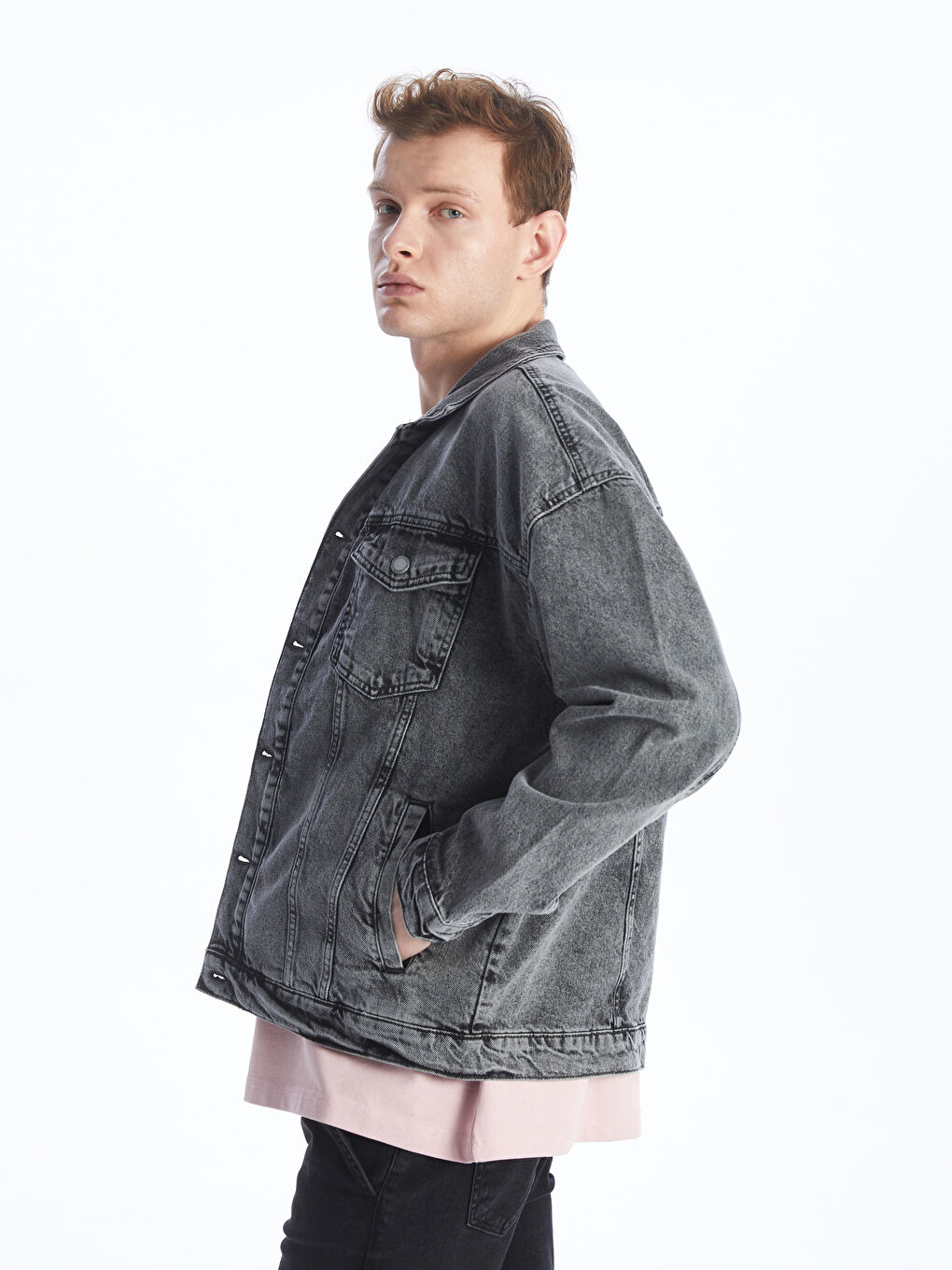 Casual Fit Men's Jean Jacket -S4BJ75Z8-GRD