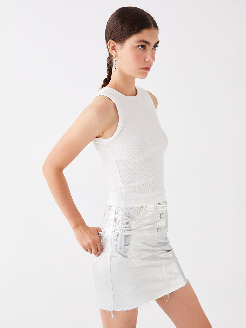 Women's Crew Neck Plain Tank Top -S4BJ82Z8-R9J