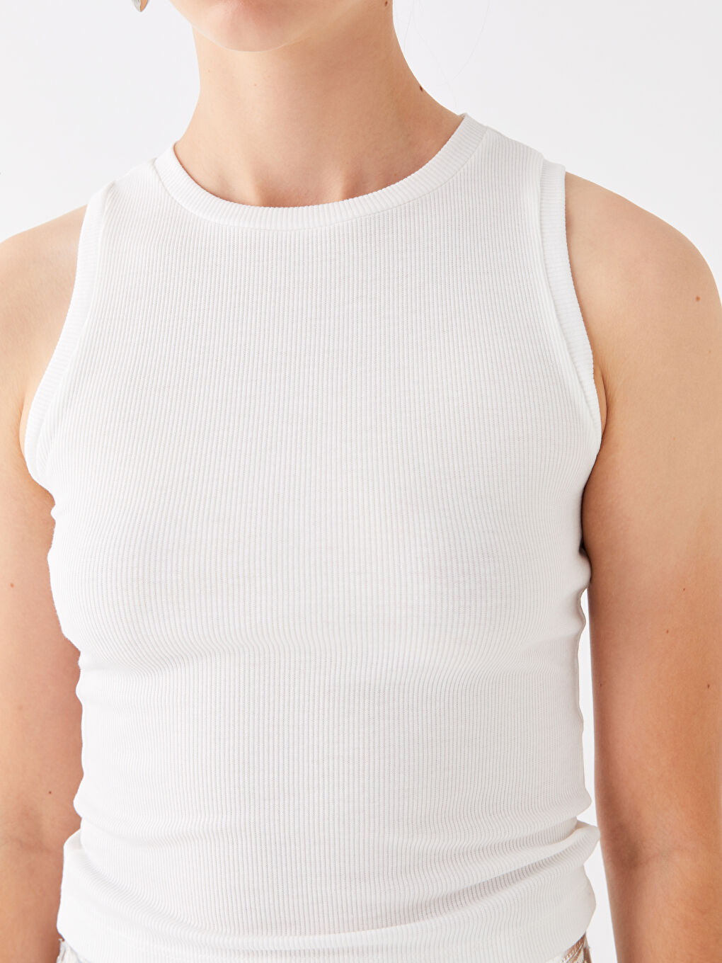 Women's Crew Neck Plain Tank Top -S4BJ82Z8-R9J