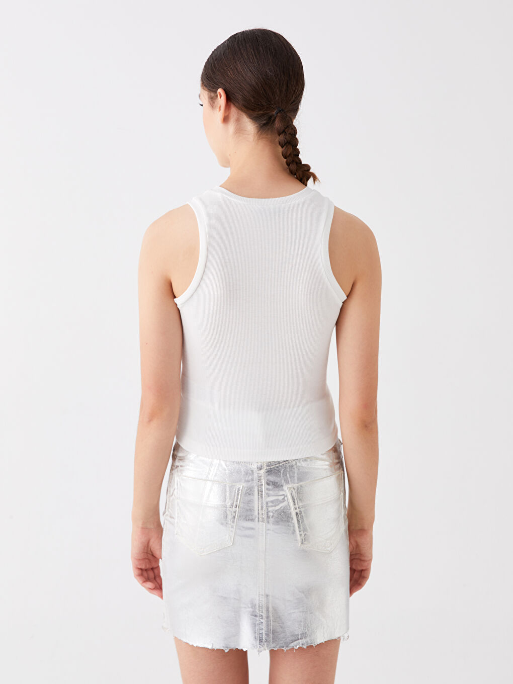 Women's Crew Neck Plain Tank Top -S4BJ82Z8-R9J
