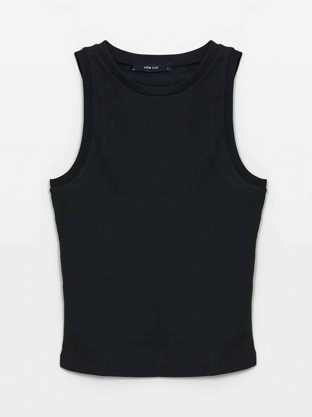 Siyah Kadın Bisiklet Yaka Düz Atlet-5