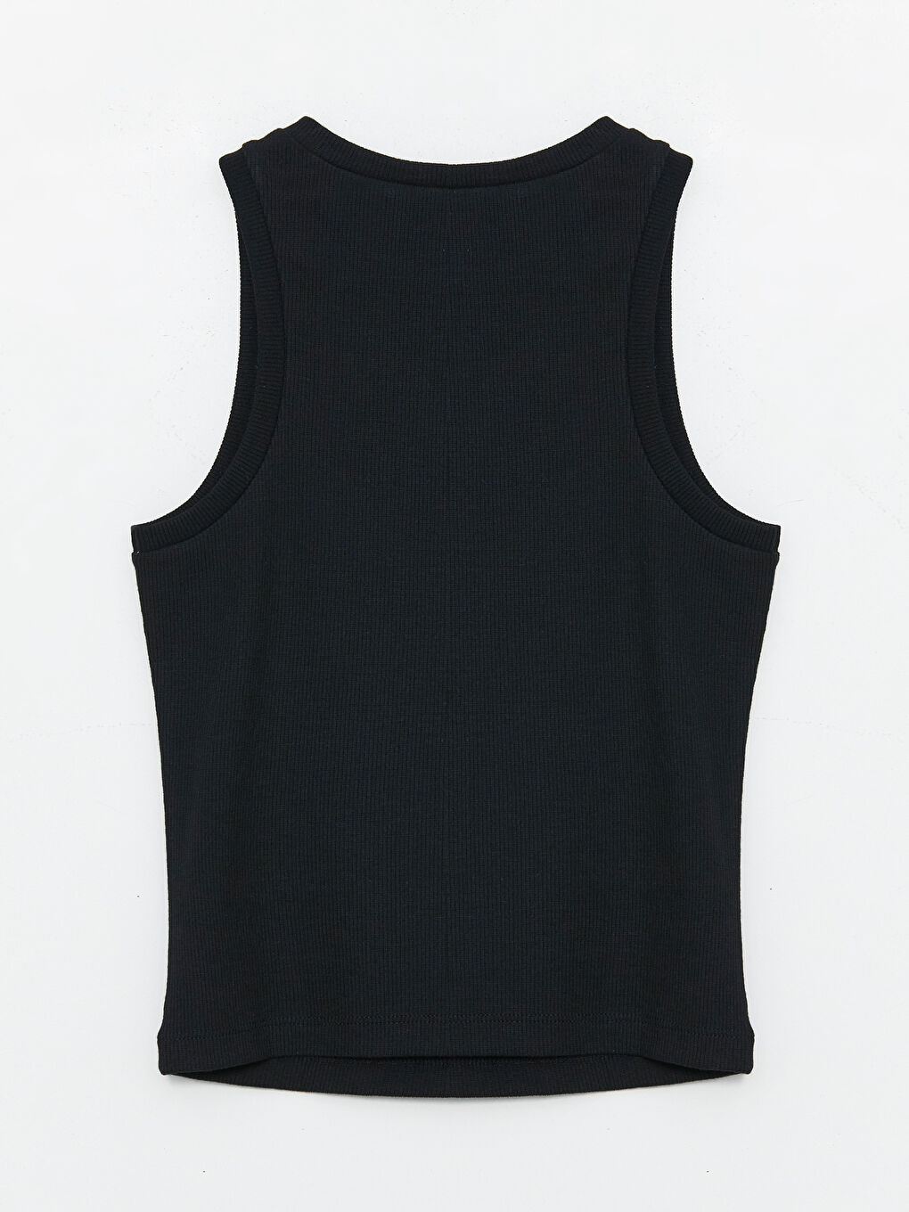 Siyah Kadın Bisiklet Yaka Düz Atlet-6