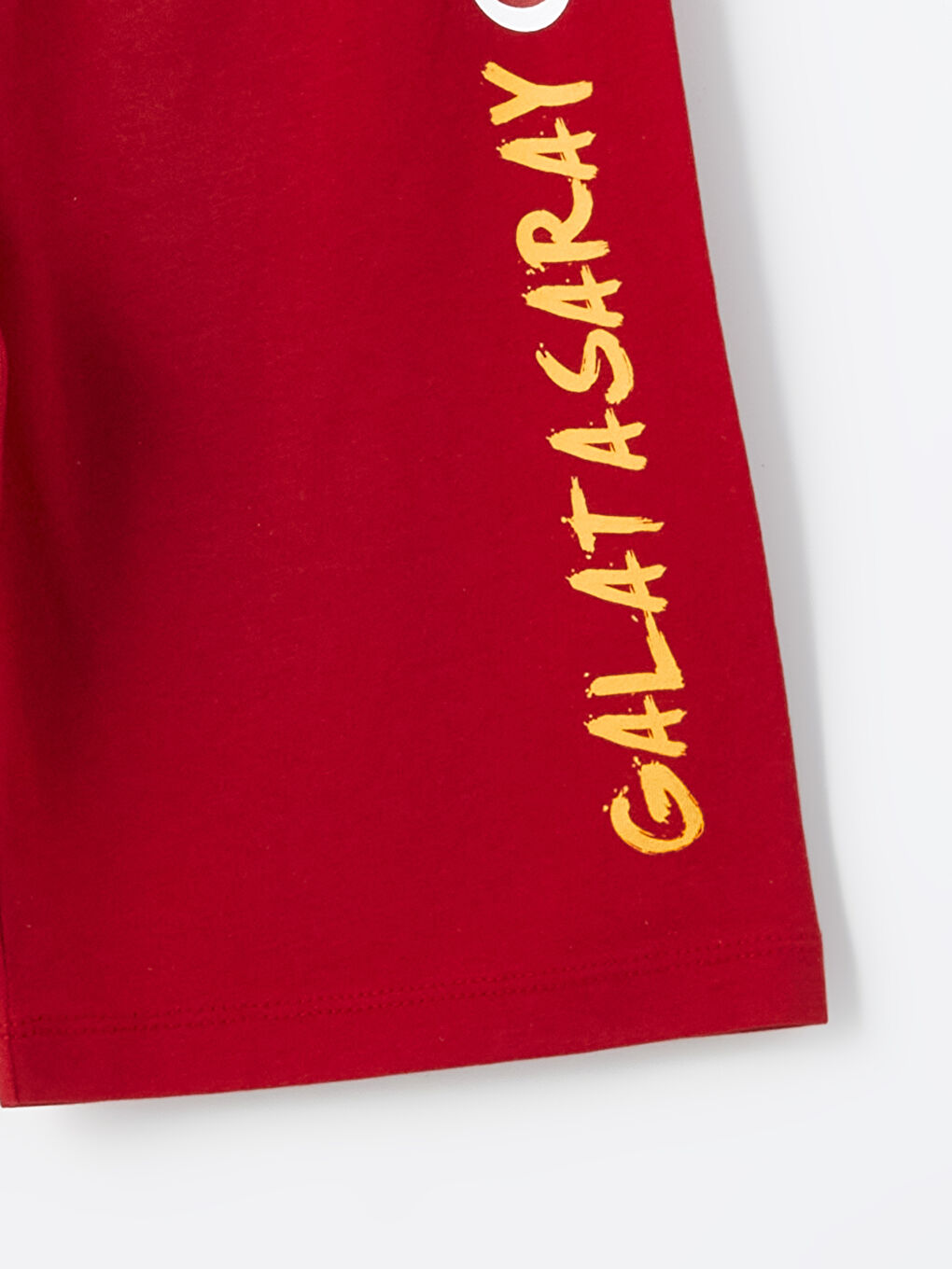 Beyaz Bisiklet Yaka Galatasaray Baskılı Kısa Kollu Erkek Çocuk Şortlu Pijama Takımı-5