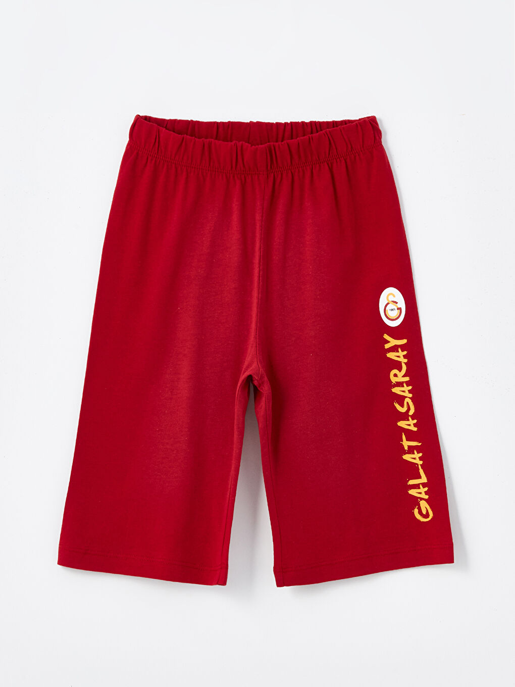 Beyaz Bisiklet Yaka Galatasaray Baskılı Kısa Kollu Erkek Çocuk Şortlu Pijama Takımı-3