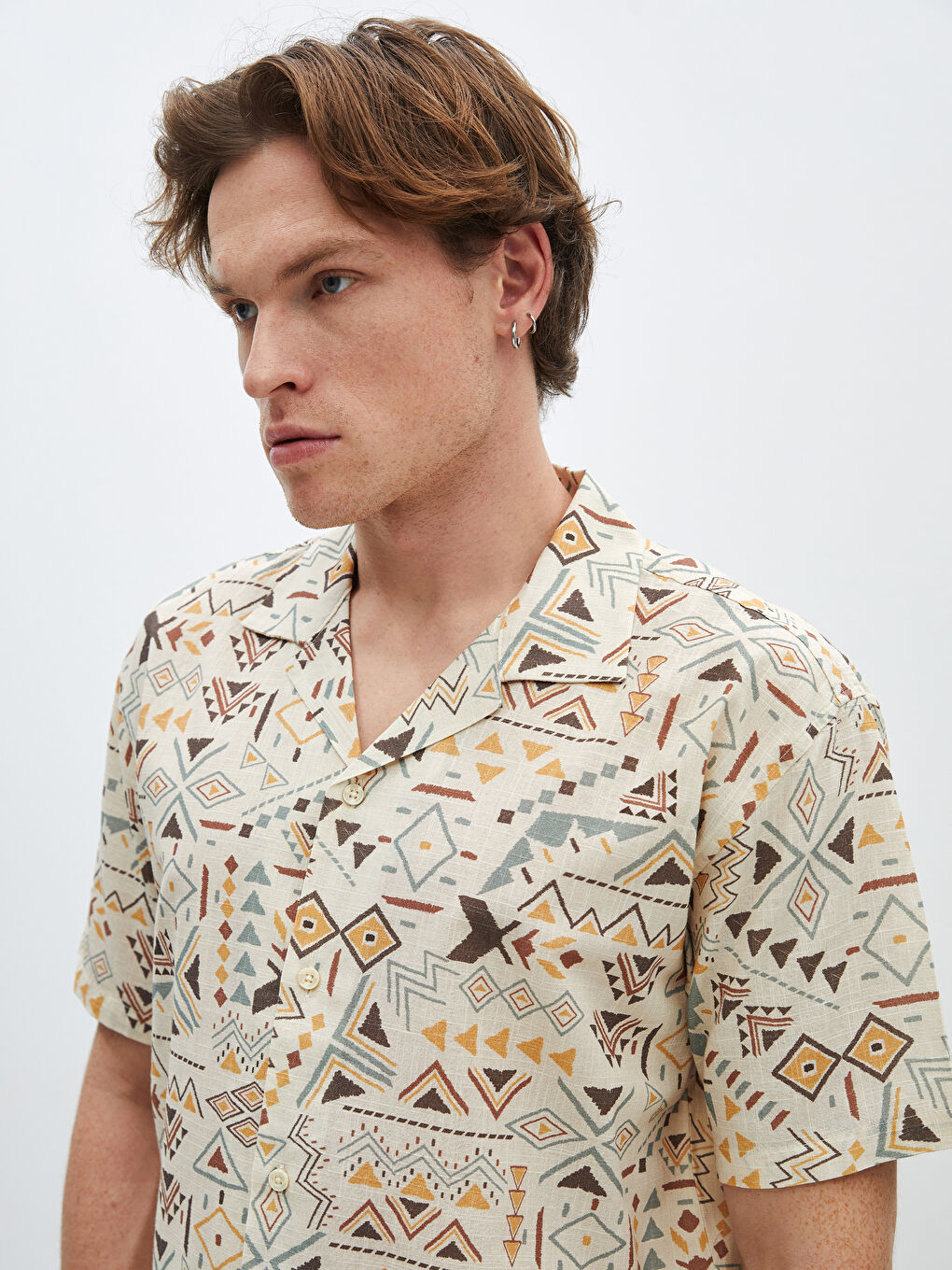 Karışık Regular Fit Kısa Kollu Desenli Erkek Gömlek