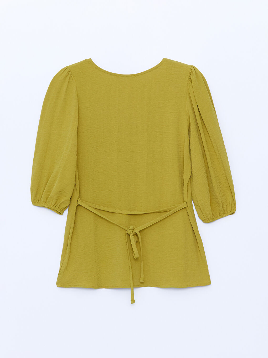 Yeşil Kadın V Yaka Düz Bluz-11