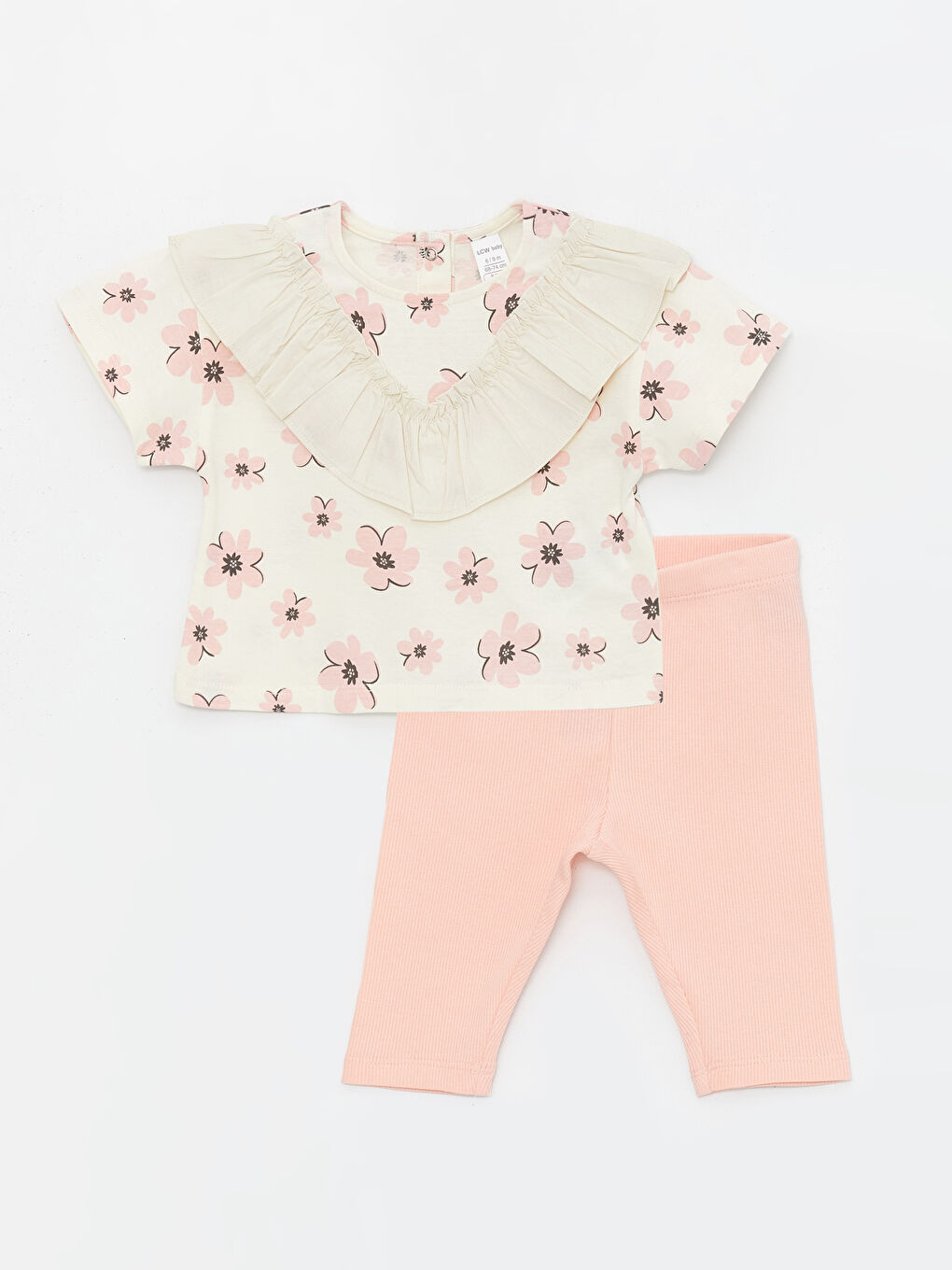 Crew Neck Short Sleeve Floral Baby Girl Blouse and Tights 2-Piece Set -S4BL48Z1-LRB