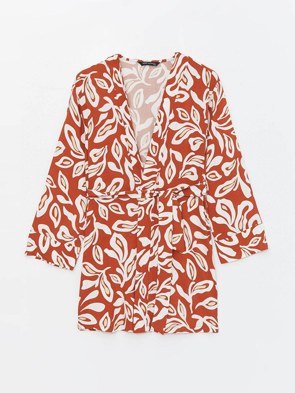 Shawl Collar Patterned Long Sleeve Oversize Women's Kimono-5