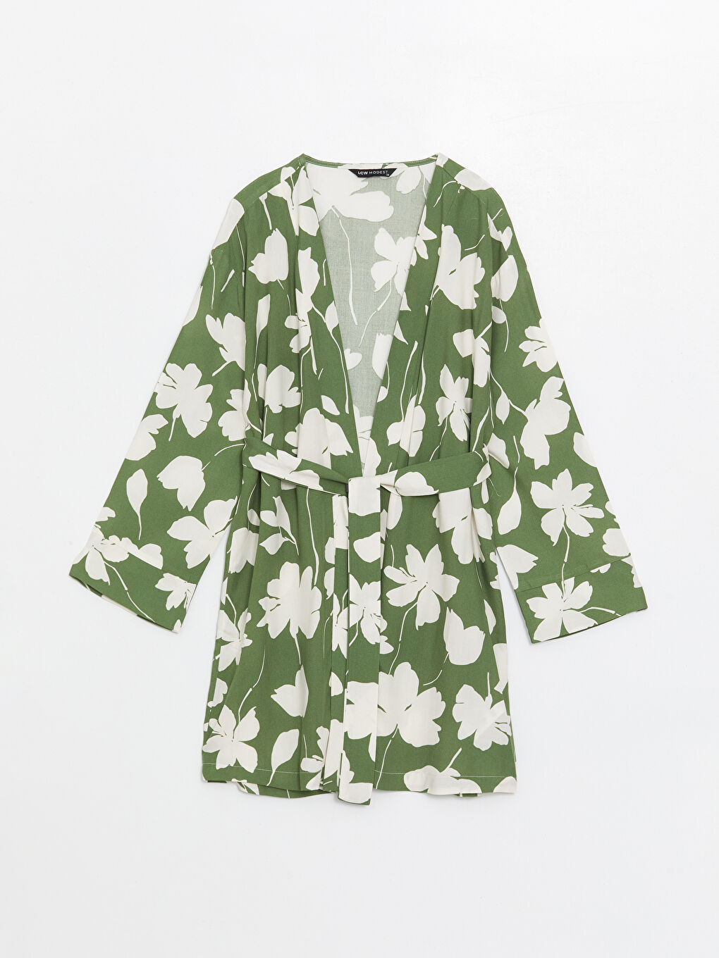 Shawl Collar Patterned Long Sleeve Oversize Women's Kimono-5