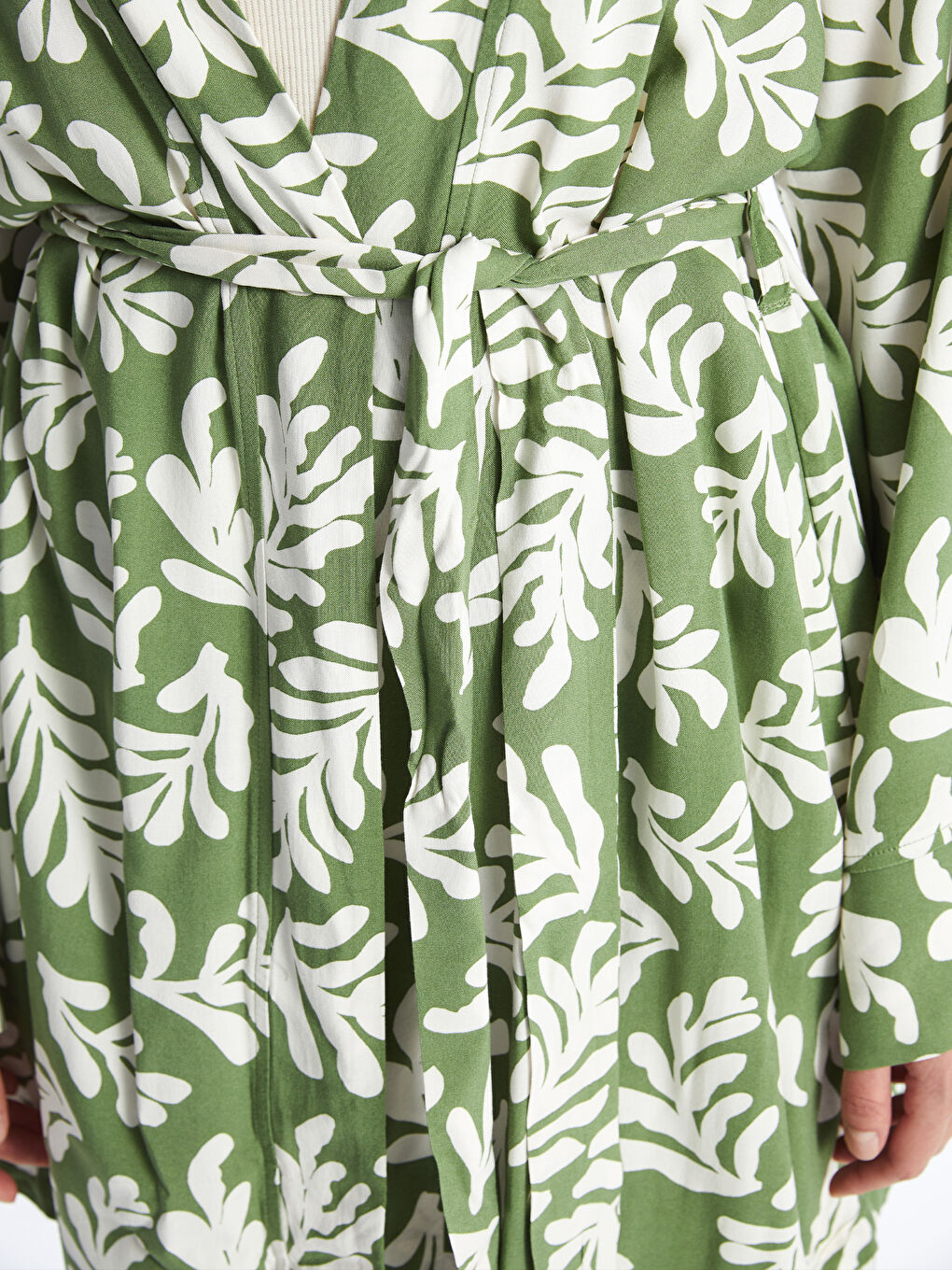 Shawl Collar Patterned Long Sleeve Oversize Women's Kimono-3