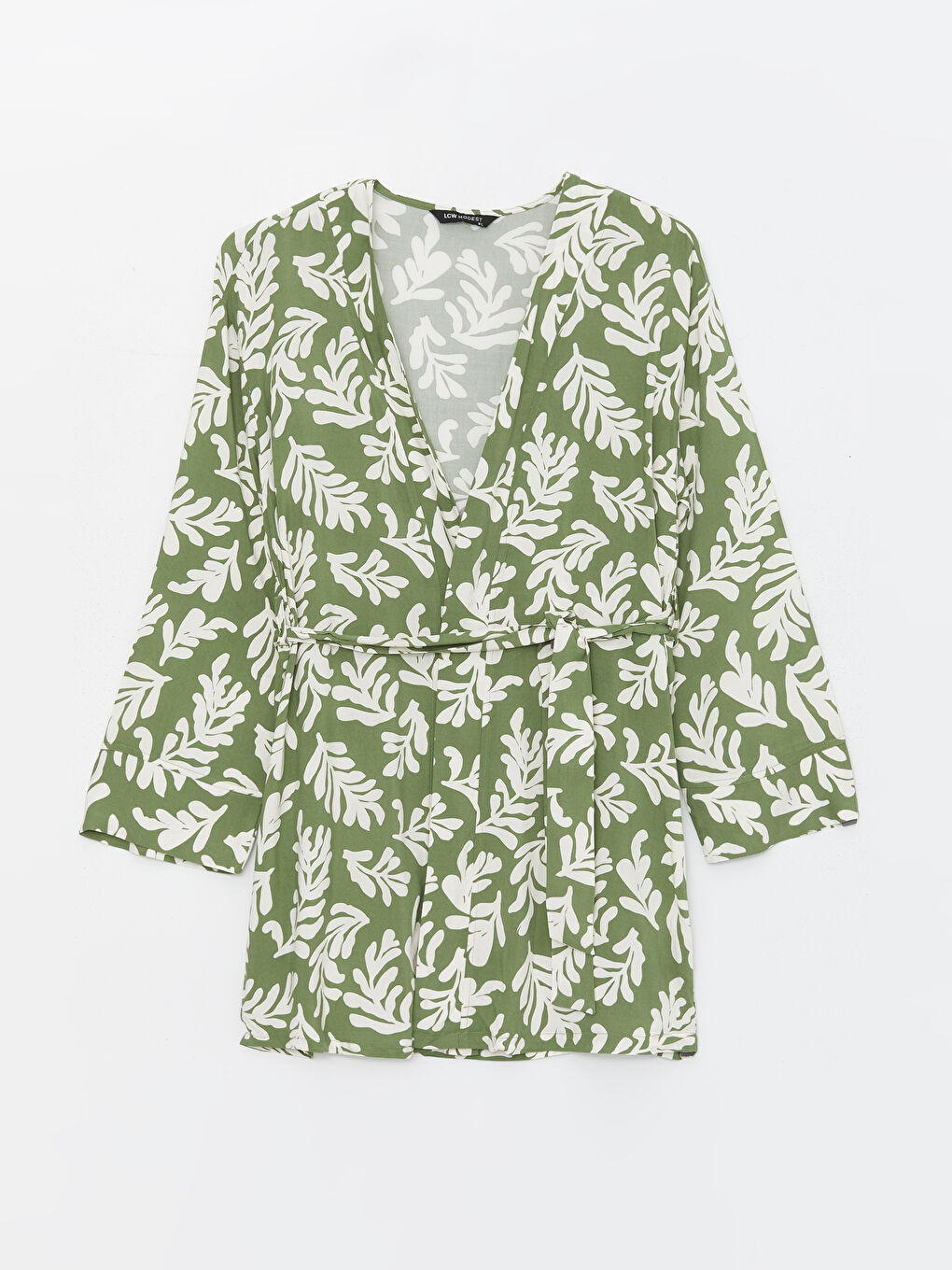 Shawl Collar Patterned Long Sleeve Oversize Women's Kimono-5