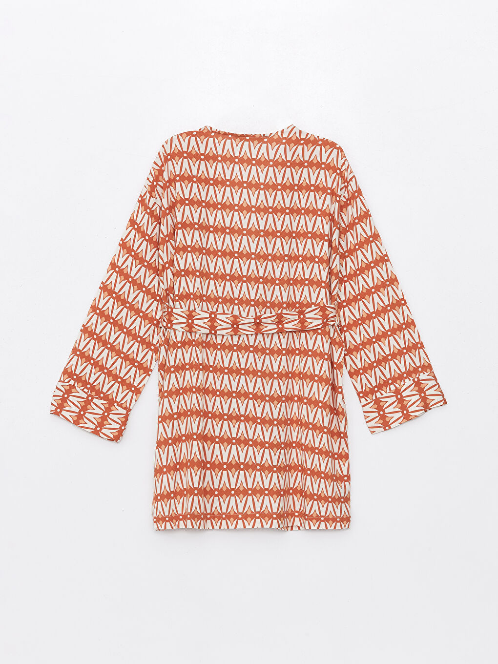 Shawl Collar Patterned Long Sleeve Oversize Women's Kimono-6