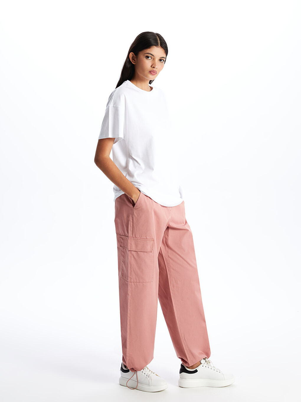 LCW Vision Elasticated Waist Jogger Women's Cargo Trousers -S4BL80Z8-JLY