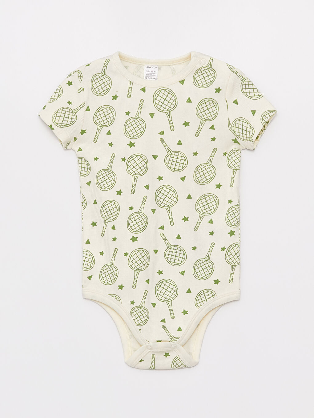 بدلة جسم ولاد صغير مطبوعة بكول مدور مع كباسات