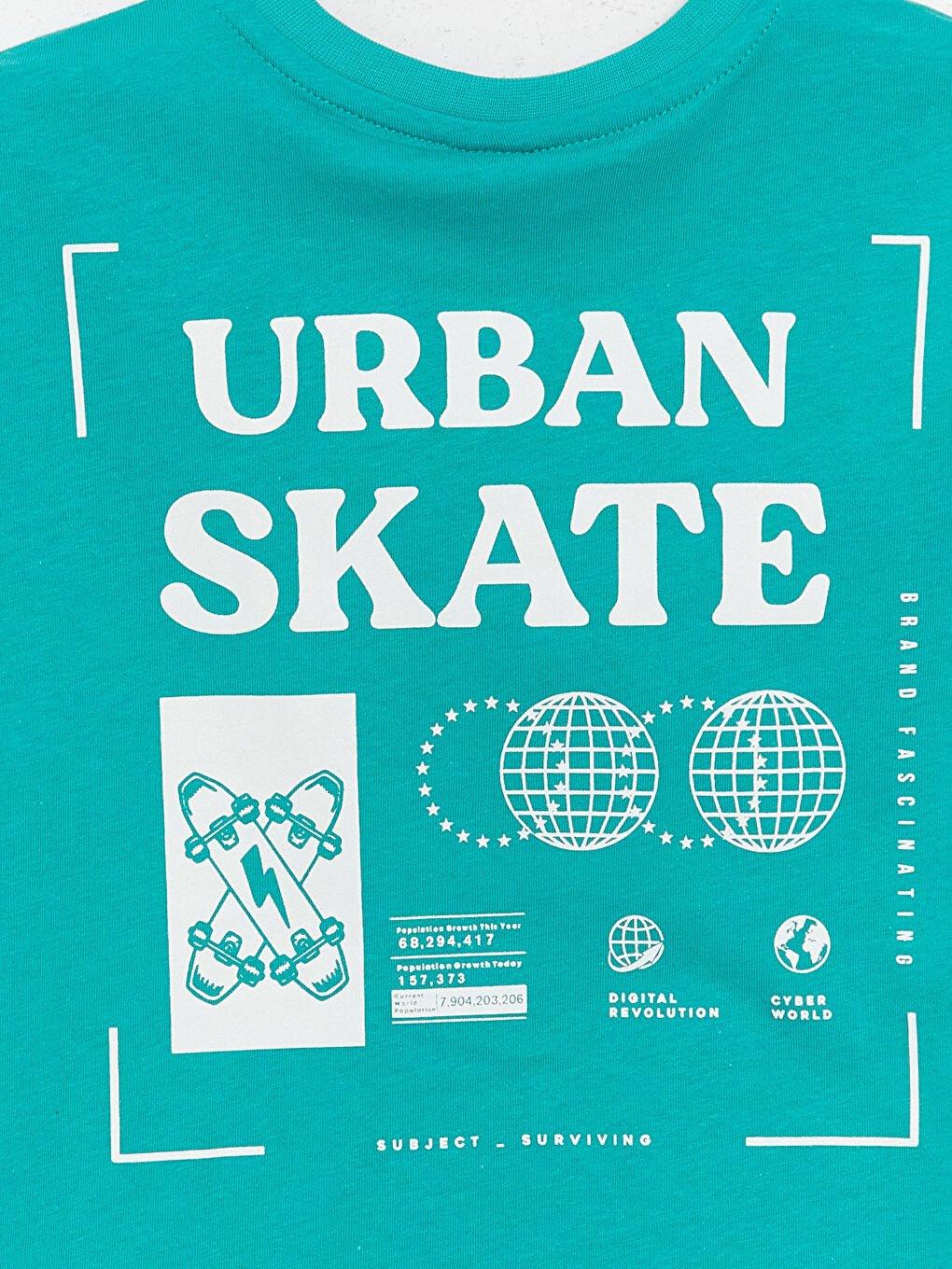 Yeşil Rahat Kalıp Bisiklet Yaka Erkek Çocuk Tişört-2