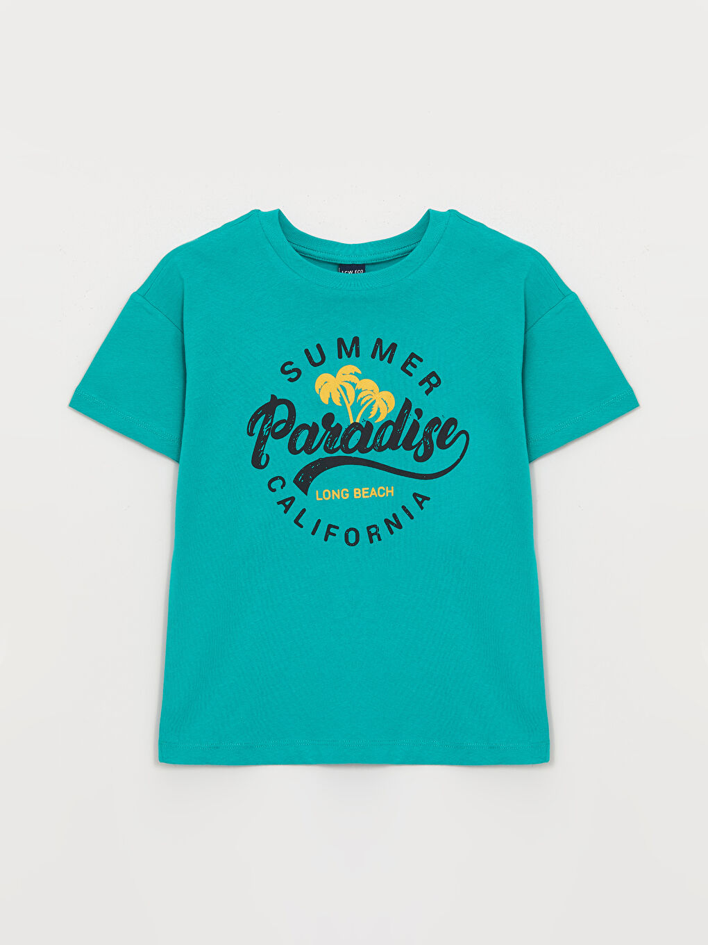 Yeşil Rahat Kalıp Bisiklet Yaka Erkek Çocuk Tişört