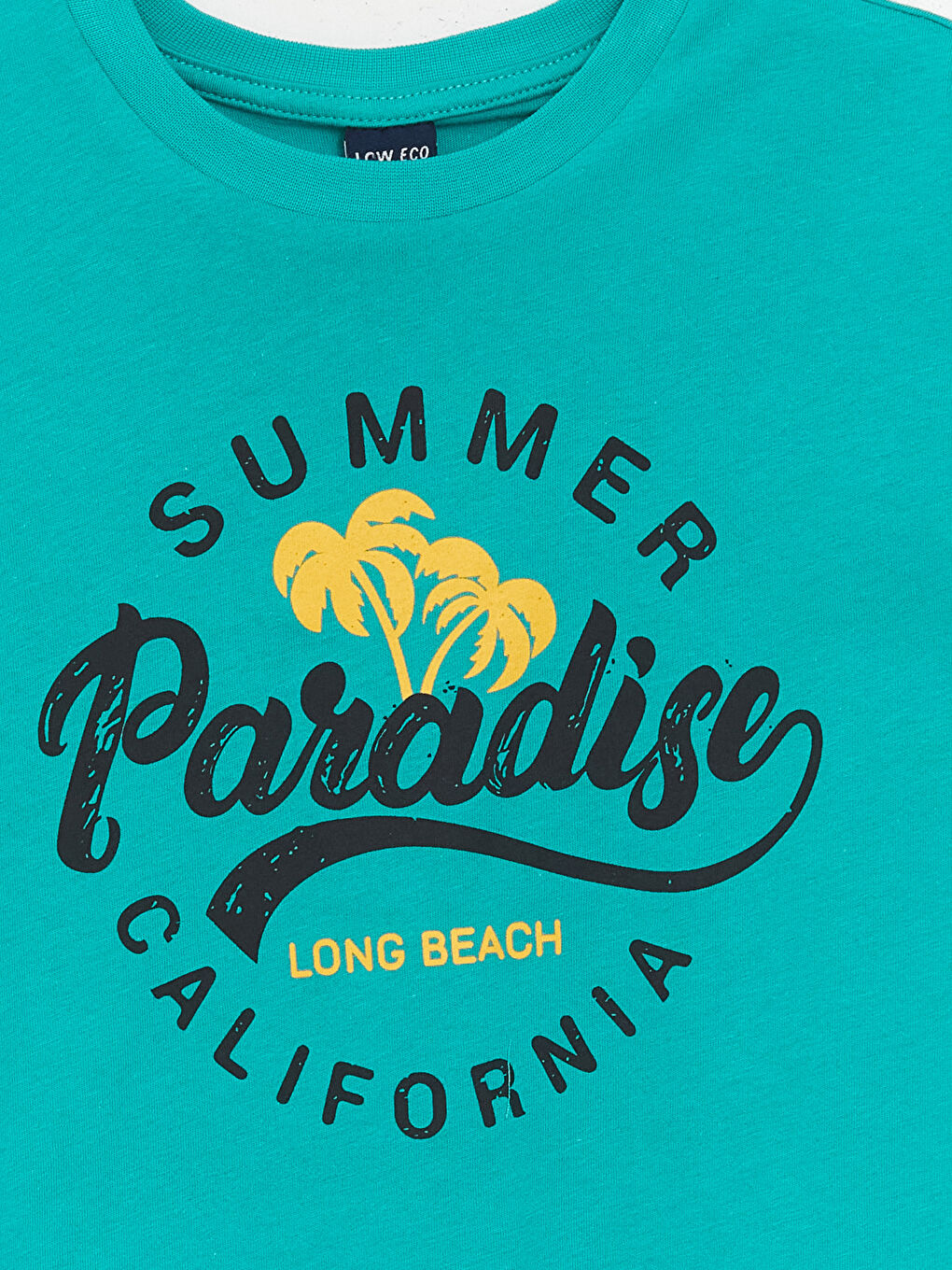 Yeşil Rahat Kalıp Bisiklet Yaka Erkek Çocuk Tişört-2