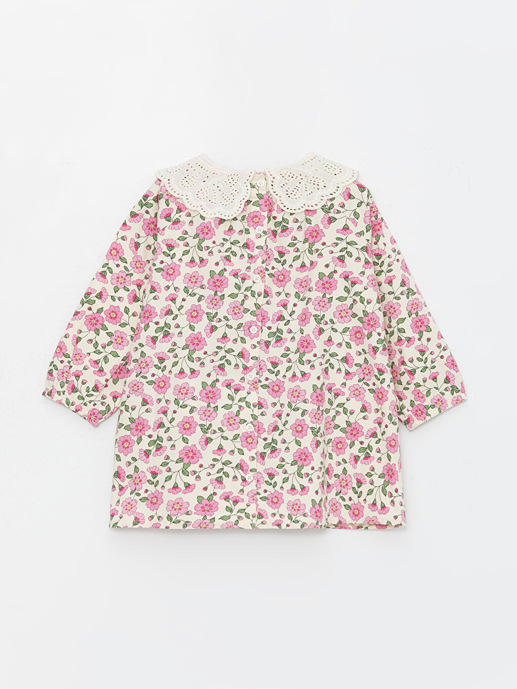Peter Pan Collar Short Sleeve Floral Patterned Baby Girls' Dress -S4BM36Z1-LRA