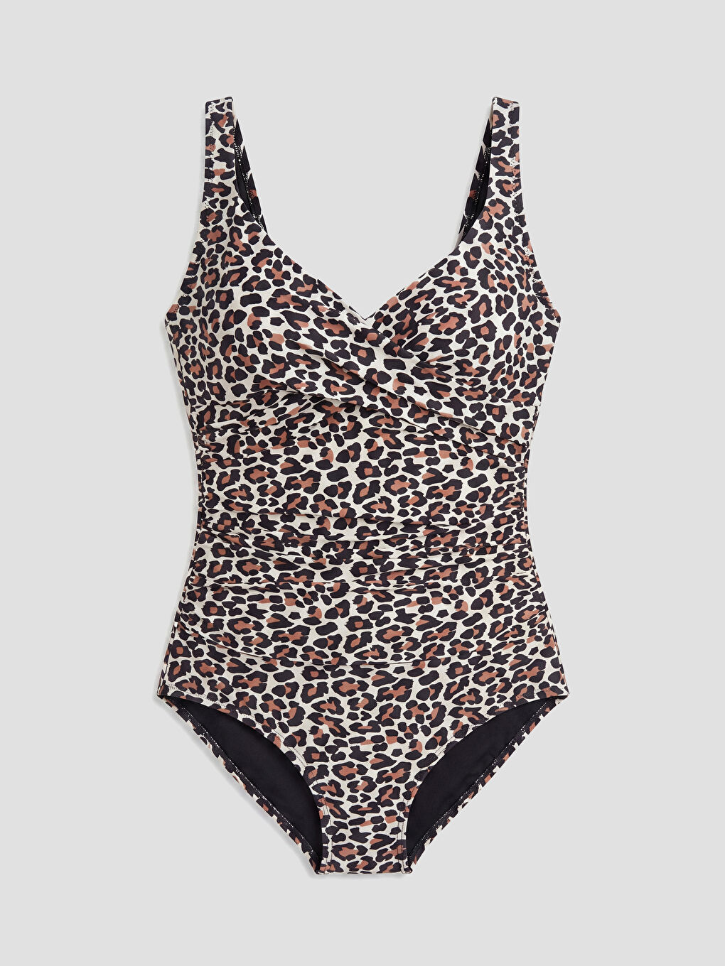 Siyah Leopar Desenli Çıkarılabilir Pedli Kadın Mayo