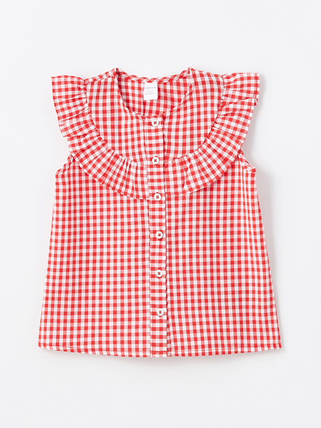 قميص كاروهات بدون أكمام بياقة بيتر بان للبنات الرضع