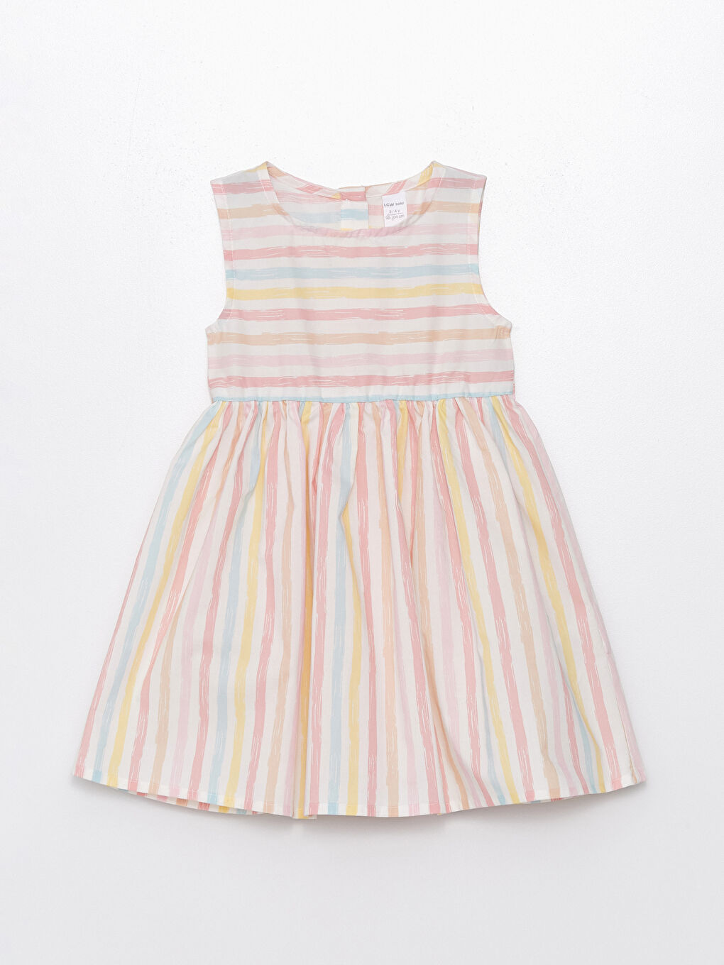 فستان للبنات الرضع مخطط بدون أكمام بياقة دائرية