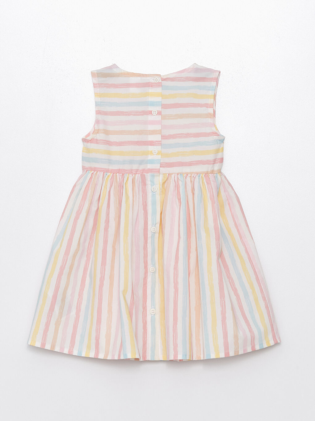 فستان للبنات الرضع مخطط بدون أكمام بياقة دائرية-1