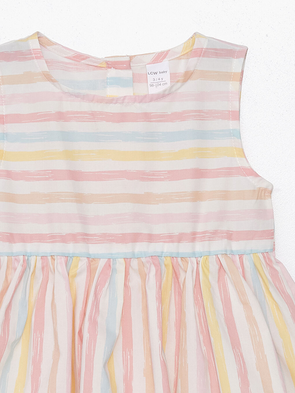 فستان للبنات الرضع مخطط بدون أكمام بياقة دائرية-2