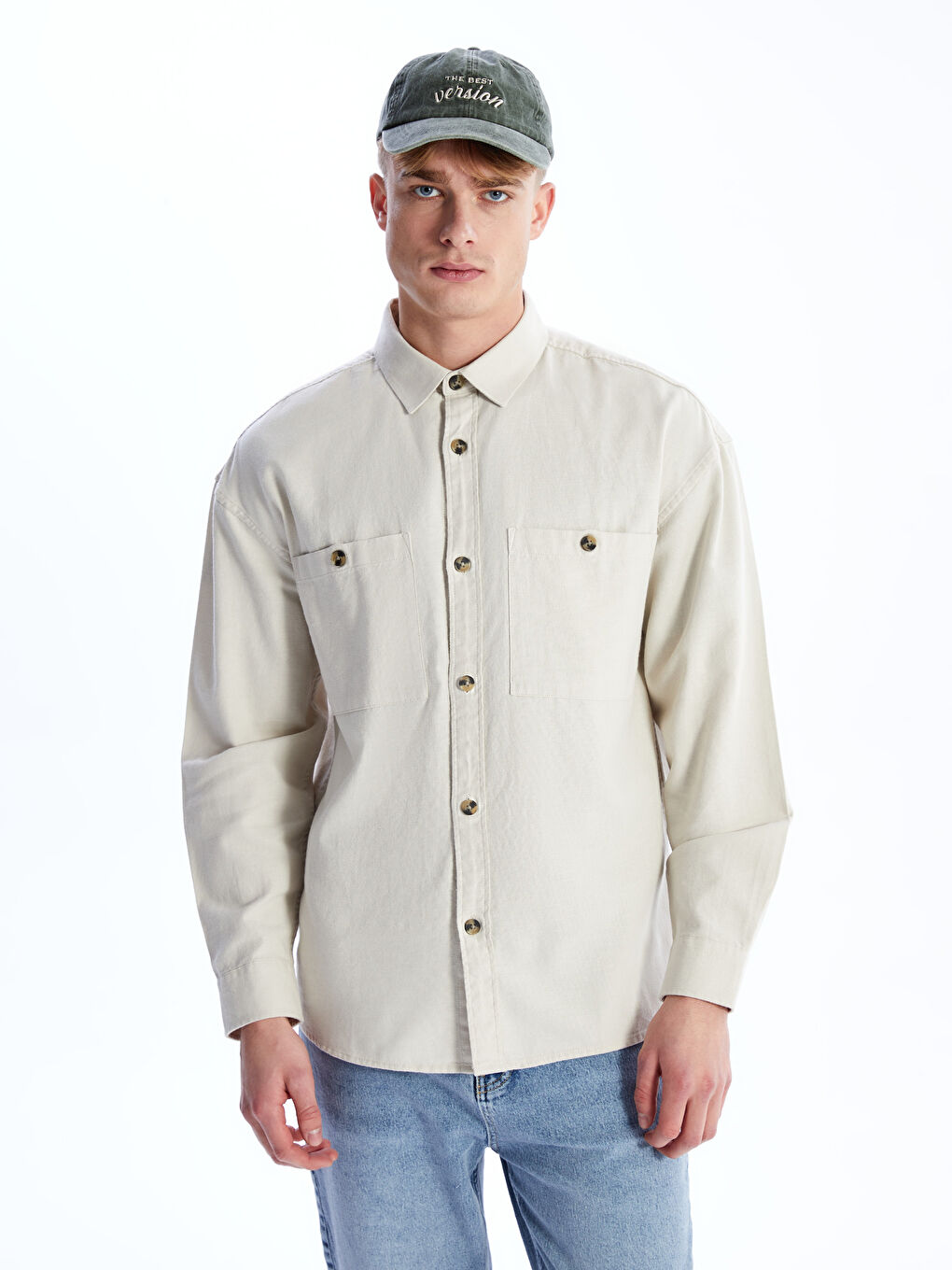 Relaxed Fit Long Sleeve Men's Shirt -S4BN03Z8-S9D
