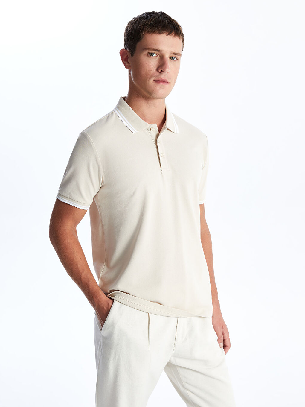 Polo Neck Short Sleeve Pique Men's T-Shirt -S4BN18Z8-QSC