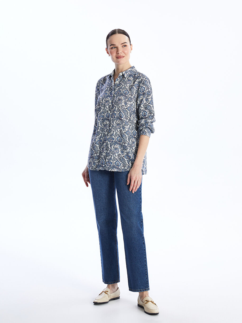 Cămașă Cu Mânecă Lungă Cu Model Pentru Femei-1