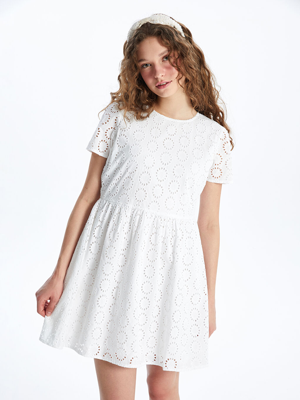 Bicycle Collar Self-Patterned Short Sleeve Women's Dress -S4BN68Z8-Q6K