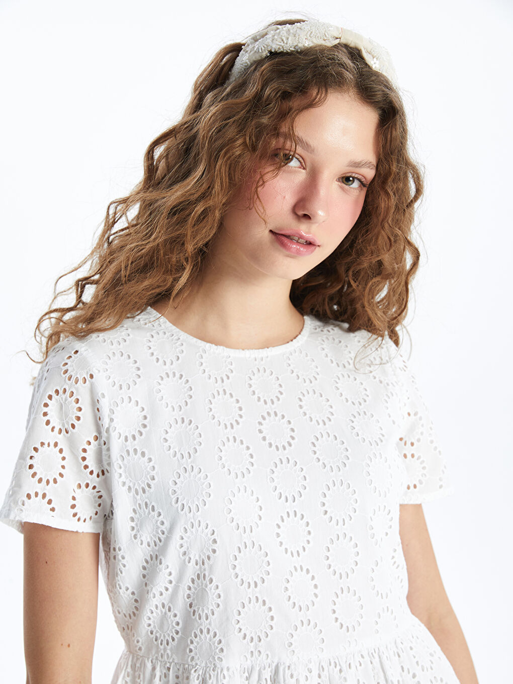 Bicycle Collar Self-Patterned Short Sleeve Women's Dress -S4BN68Z8-Q6K
