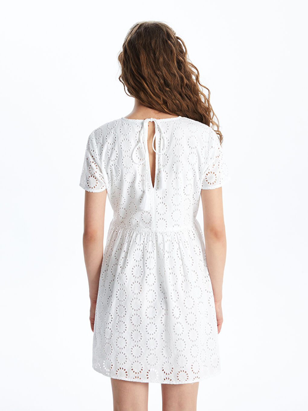 Bicycle Collar Self-Patterned Short Sleeve Women's Dress -S4BN68Z8-Q6K